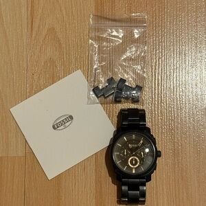 Fossil Black Chronograph Watch with Spare Links